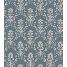 Kép 1/3 - Sandberg Klasszikus rózsacsokros kék vlies tapéta Alva Indigo Blue 53 cm X 10 m