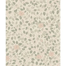 Kép 1/3 - Sandberg Romantikus futórózsa mintás zöld vlies tapéta Solliden Spring Green 53 cm X 10 m