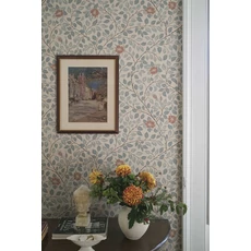 Kép 3/3 - Sandberg Romantikus futórózsa mintás kék vlies tapéta Solliden Blue 53 cm X 10 m