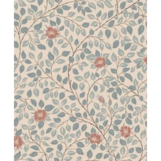 Kép 1/3 - Sandberg Romantikus futórózsa mintás kék vlies tapéta Solliden Blue 53 cm X 10 m