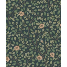 Kép 1/3 - Sandberg Romantikus futórózsa mintás sötétkék vlies tapéta Solliden Midnight Blue 53 cm X 10 m