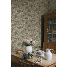 Kép 2/3 - Sandberg Szilva mintás bordó-zöld vlies tapéta Emrik Burgundy 53 cm X 10 m