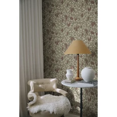 Kép 3/3 - Sandberg Szilva mintás bordó-zöld vlies tapéta Emrik Burgundy 53 cm X 10 m