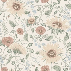 Kép 1/3 - Sandberg Napraforgó mintás klasszikus színes vlies tapéta Solveig Colorful 53 cm X 10 m