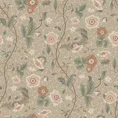 Kép 1/5 - Sandberg Romantikus virág indás zöld vlies tapéta Ulla Garden Green 53 cm X 10 m