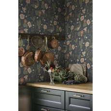 Kép 2/3 - Sandberg Romantikus virág indás sötétkék vlies tapéta Ulla Midnight Blue 53 cm X 10 m