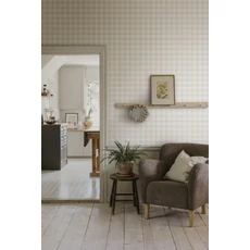 Kép 2/3 - Sandberg Klasszikus kockás bézs vlies tapéta Harry Sandstone 53 cm X 10 m