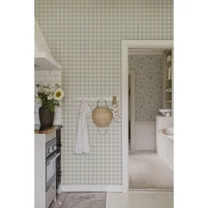 Kép 3/3 - Sandberg Klasszikus kockás kék vlies tapéta Harry Misty Blue 53 cm X 10 m