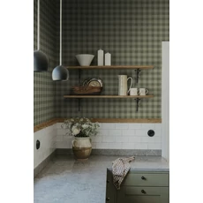 Kép 2/3 - Sandberg Klasszikus kockás zöld vlies tapéta Harry Forest Green 53 cm X 10 m