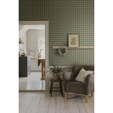 Kép 3/3 - Sandberg Klasszikus kockás zöld vlies tapéta Harry Forest Green 53 cm X 10 m