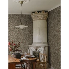 Kép 2/3 - Sandberg Klematisz mintás vintage bordó-fekete vlies tapéta Linnea Charcoal 53 cm X 10 m