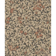 Kép 1/3 - Sandberg Klematisz mintás vintage bordó-fekete vlies tapéta Linnea Charcoal 53 cm X 10 m