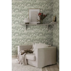 Kép 3/3 - Sandberg Százszorszép mintás modern zöld vlies tapéta Ragnvi Green 53 cm X 10 m