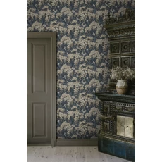 Kép 2/3 - Sandberg Százszorszép mintás modern kék vlies tapéta Ragnvi Midnight Blue 53 cm X 10 m