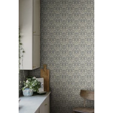 Kép 2/3 - Sandberg Klasszikus virágmintás kék vlies tapéta Emil Indigo Blue 53 cm X 10 m