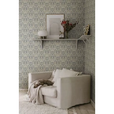 Kép 3/3 - Sandberg Klasszikus virágmintás kék vlies tapéta Emil Indigo Blue 53 cm X 10 m