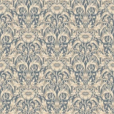 Kép 1/3 - Sandberg Klasszikus virágmintás kék vlies tapéta Emil Indigo Blue 53 cm X 10 m