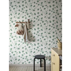 Kép 3/3 - Sandberg Ginkgo leveles lepkés zöld vlies tapéta Ebba Green 53 cm X 10 m