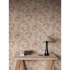 Kép 2/3 - Sandberg Egzotikus madaras piros vlies tapéta Celeste Red 53 cm X 10 m