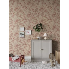 Kép 3/3 - Sandberg Egzotikus madaras piros vlies tapéta Celeste Red 53 cm X 10 m