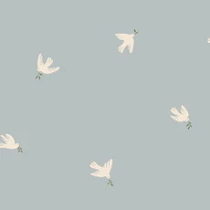 Kép 1/3 - Sandberg Galamb mintás skandináv kék vlies tapéta Frida Light Blue 53 cm X 10 m
