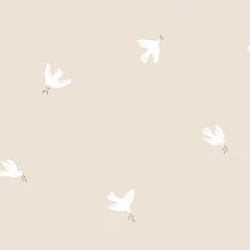 Kép 1/3 - Sandberg Galamb mintás skandináv bézs vlies tapéta Frida Sandstone 53 cm X 10 m