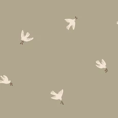 Kép 1/3 - Sandberg Galamb mintás skandináv oliva zöld vlies tapéta Frida Olive Green 53 cm X 10 m