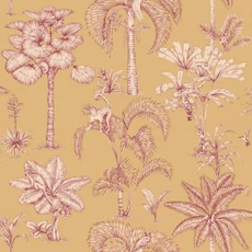 Kép 1/3 - Sandberg Egzotikus dzsungel mintás sárga vlies tapéta Adele Yellow 53 cm X 10 m