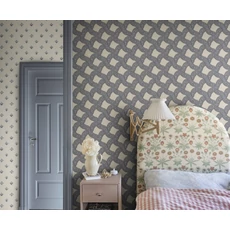 Kép 2/3 - Sandberg Szövet hatású rács mintás kék vlies tapéta Annie Blue 53 cm X 10 m