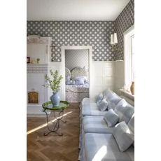 Kép 3/3 - Sandberg Szövet hatású rács mintás kék vlies tapéta Annie Blue 53 cm X 10 m