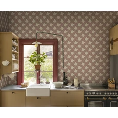 Kép 3/3 - Sandberg Szövet hatású rács mintás piros vlies tapéta Annie Red 53 cm X 10 m