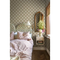 Kép 2/3 - Sandberg Szövet hatású rács mintás sárga vlies tapéta Annie Honey 53 cm X 10 m