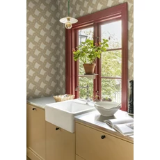 Kép 3/3 - Sandberg Szövet hatású rács mintás sárga vlies tapéta Annie Honey 53 cm X 10 m