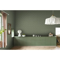 Kép 2/3 - Sandberg Szövet hatású rács mintás zöld vlies tapéta Annie Green 53 cm X 10 m