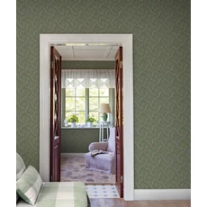 Kép 3/3 - Sandberg Szövet hatású rács mintás zöld vlies tapéta Annie Green 53 cm X 10 m