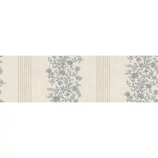 Kép 1/3 - Sandberg Virágfüzéres vintage csíkos kék vlies tapéta Natalie Blue 53 cm X 10 m