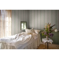 Kép 3/3 - Sandberg Virágfüzéres vintage csíkos rózsaszín vlies tapéta Natalie Pink 53 cm X 10 m