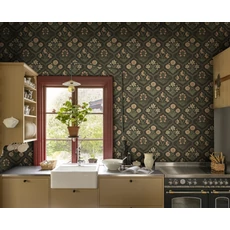 Kép 3/3 - Sandberg Skandináv botanikai mintás fekete vlies tapéta Rosa Charcoal 50 cm X 10 m