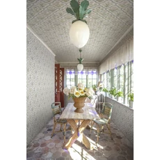 Kép 3/3 - Sandberg Skandináv botanikai mintás zöld-rózsaszín vlies tapéta Rosa Blue 50 cm X 10 m