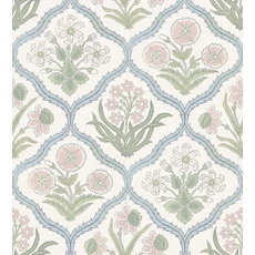 Kép 1/3 - Sandberg Skandináv botanikai mintás zöld-rózsaszín vlies tapéta Rosa Blue 50 cm X 10 m