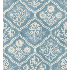 Kép 1/3 - Sandberg Skandináv botanikai mintás kék vlies tapéta Rosa Blue 50 cm X 10 m