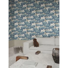 Kép 2/3 - Sandberg Elegáns cédrusfás kék vlies tapéta Alba Teal 53 cm X 10 m