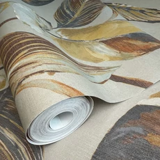 Kép 7/8 - Sketchtwenty3 Óriás levélmintás barna vlies tapéta Seville Auburn 53 cm X 10 m