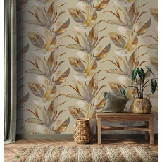 Kép 1/8 - Sketchtwenty3 Óriás levélmintás barna vlies tapéta Seville Auburn 53 cm X 10 m