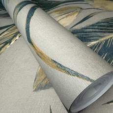 Kép 5/7 - Sketchtwenty3 Óriás levélmintás kék-bézs vlies tapéta Seville Azure 53 cm X 10 m