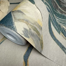 Kép 6/7 - Sketchtwenty3 Óriás levélmintás kék-bézs vlies tapéta Seville Azure 53 cm X 10 m