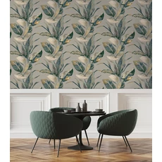 Kép 1/7 - Sketchtwenty3 Óriás levélmintás kék-bézs vlies tapéta Seville Azure 53 cm X 10 m