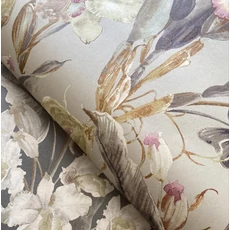 Kép 3/3 - Sketchtwenty3 Elegáns virágos lila-szürke vlies tapéta Florence Zinc Orchid 70 cm X 10 m