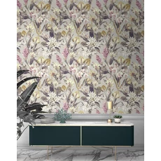 Kép 2/3 - Sketchtwenty3 Elegáns virágos lila-szürke vlies tapéta Florence Zinc Orchid 70 cm X 10 m