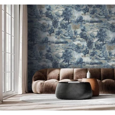 Kép 2/3 - Sketchtwenty3 Fákat ábrázoló kék vlies tapéta Alpine Whisper Sapphire 70 cm X 10 m